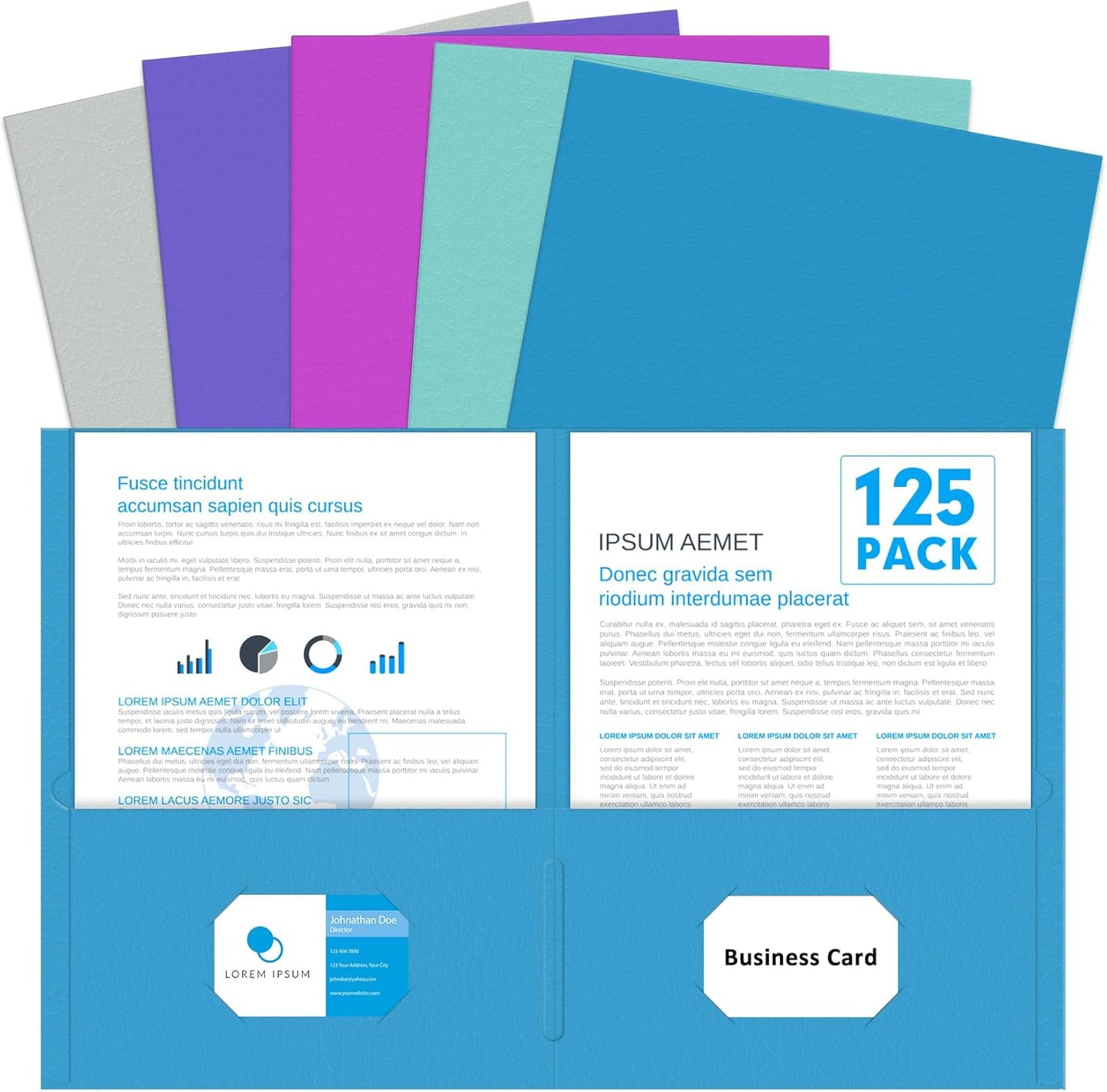 125-Pack Letter Size Two-Pocket Folders for School and Office