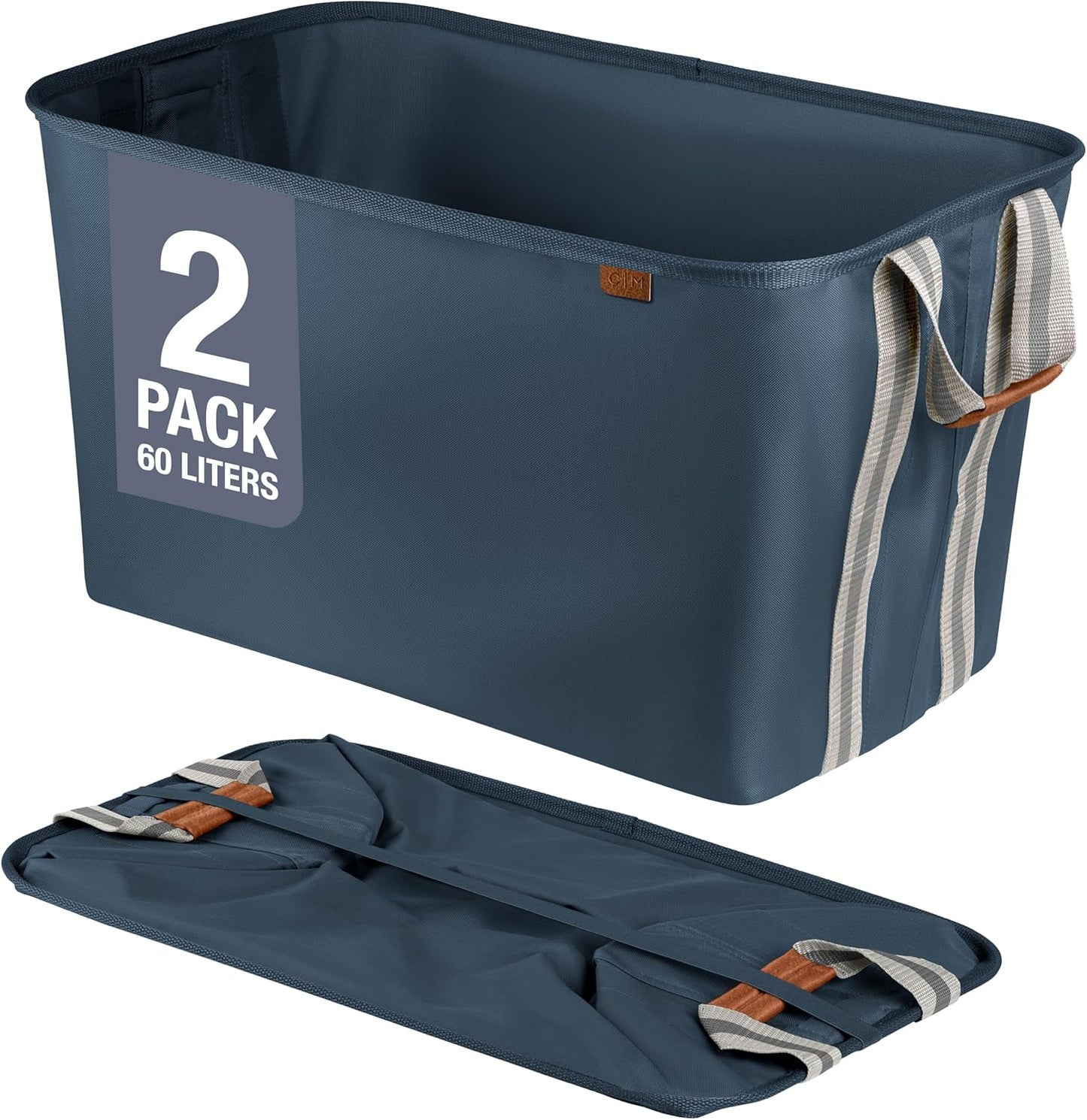 2-Pack 60L Collapsible Laundry Baskets with Handles
