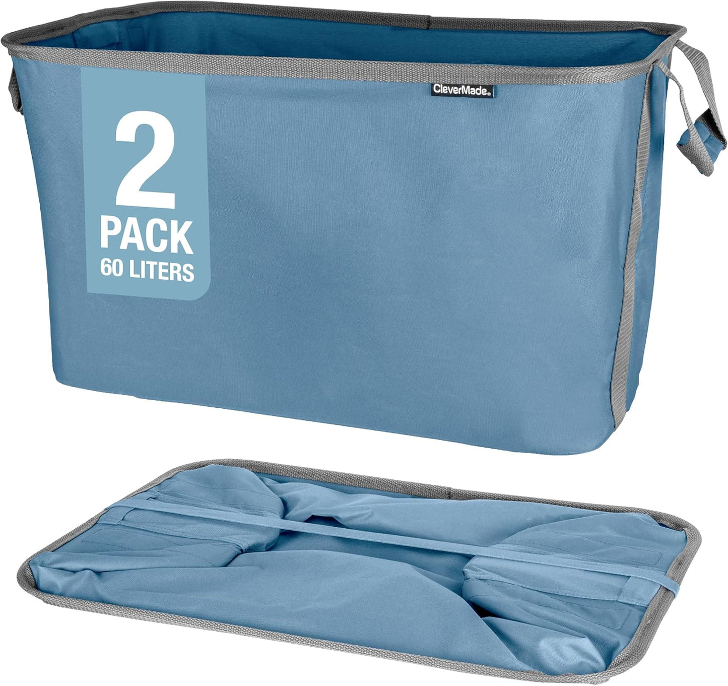 2-Pack 60L Collapsible Laundry Baskets with Handles