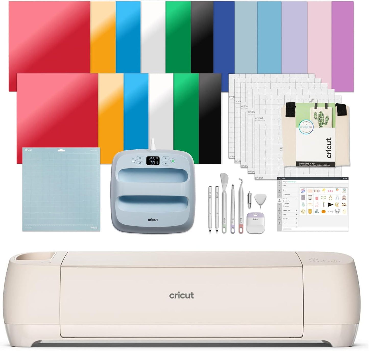 Explore 4 Smart Cutting Machine (Seashell) - Digital Content Bundle Featuring Design Space App Images
