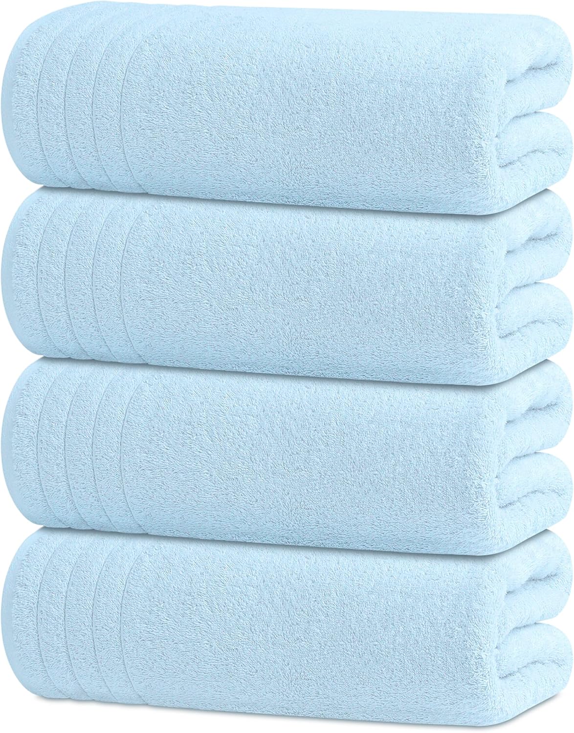 Extra Large 100% Cotton Bath Towels – Lightweight, Quick-Drying & Absorbent (4-Pack)