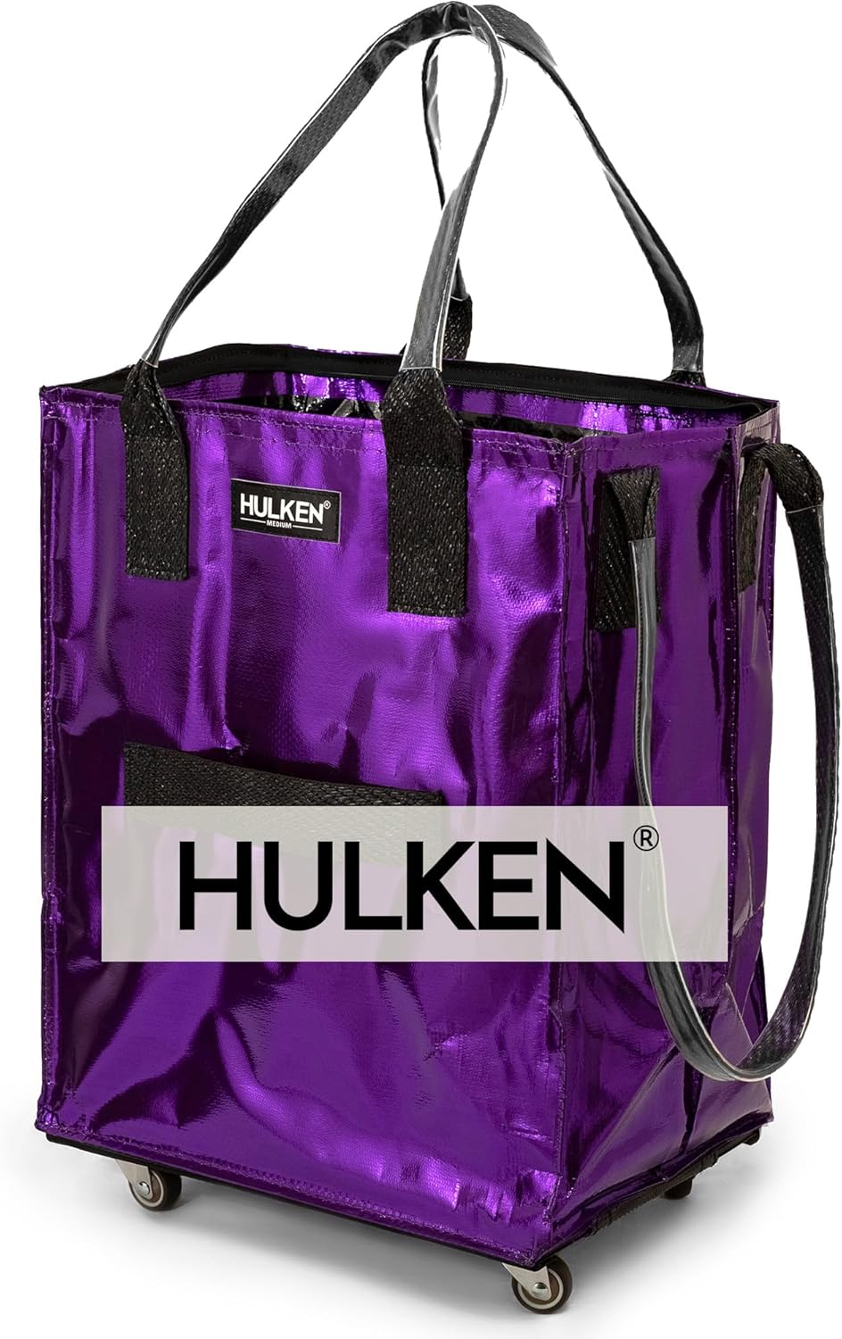 Rolling Grocery Bag: Lightweight, Zippered, 66 lb Capacity, Folds Flat, Unbreakable Handles