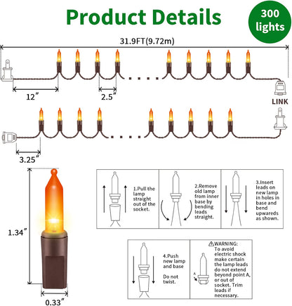 2-Pack Orange Thanksgiving String Lights – 63.8 FT, 300-Count, Connectable Fall Mini Lights