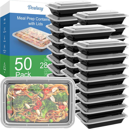 Reusable 50-Pack Meal Prep Containers with Lids (100-Piece Set), Leakproof and Food Safe, Microwave, Freezer, Dishwasher Safe