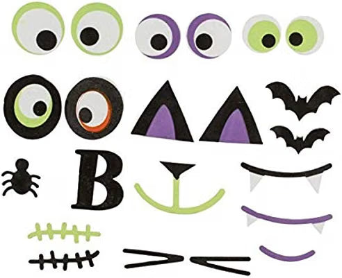 126-Piece Halloween Foam Pumpkin Decorating Kit – Sticker Craft Set Makes 16 Pumpkins, Kids DIY Activity, Pumpkins Not Included