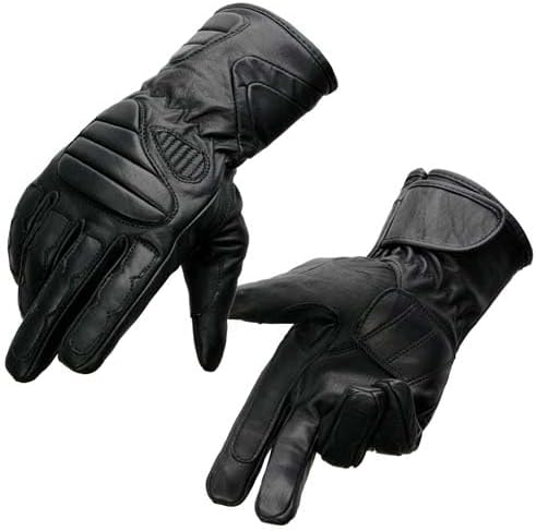 SH451 Men's Black Leather Racing Gloves with Padding