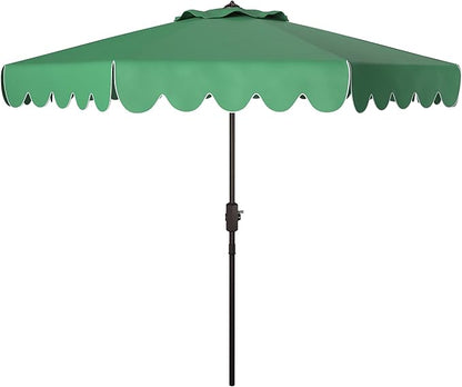 9ft Navy & White Scallop Crank Umbrella