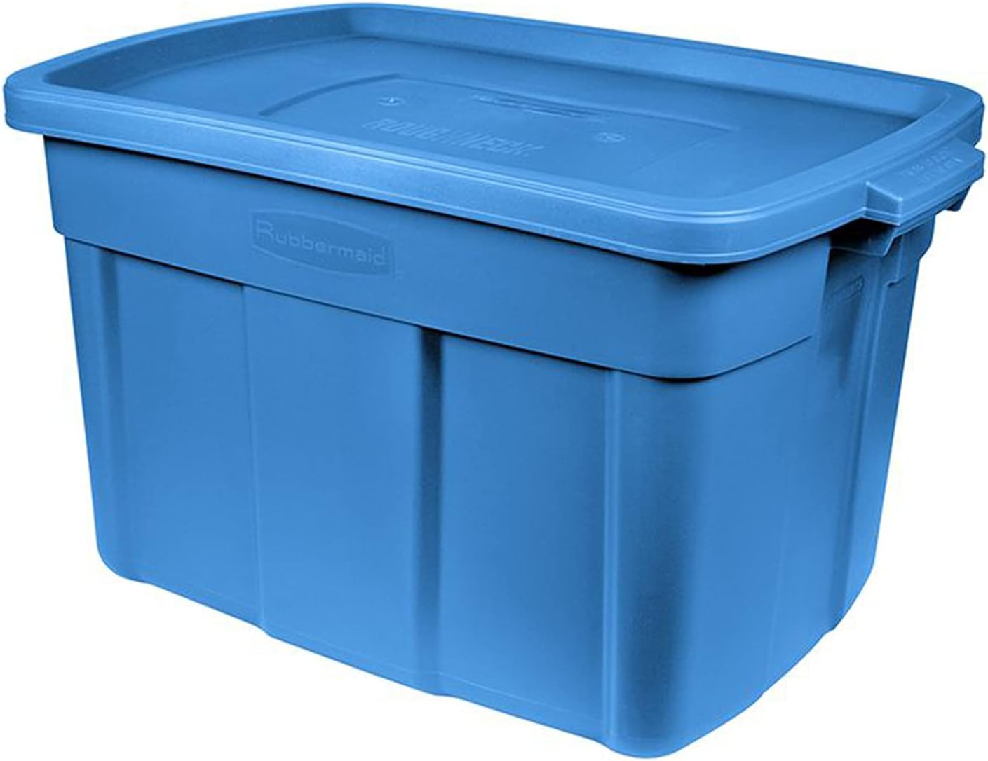 18 Gal Roughneck Tote Storage Bins – Rugged Stackable Plastic with Lids & Handles – Heritage Blue (6 Pack) – Made in USA