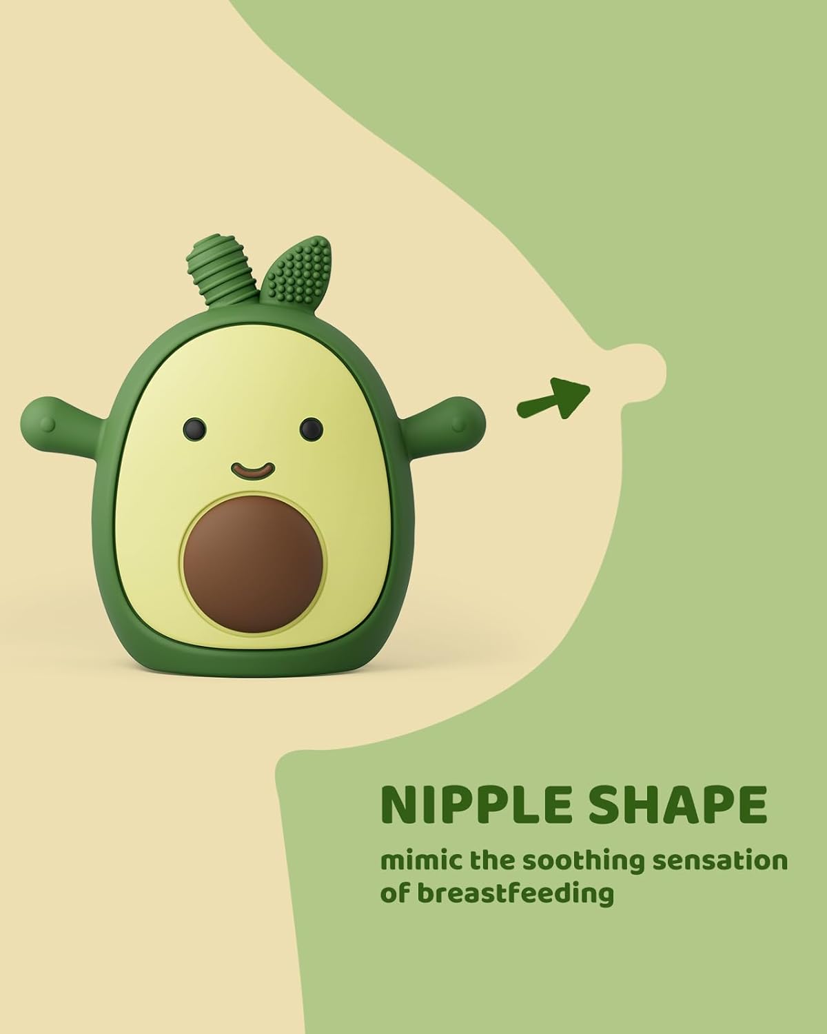 Silicone Avocado Teething Mitten – BPA-Free Anti-Drop Baby Chew Toy (3+ Months)
