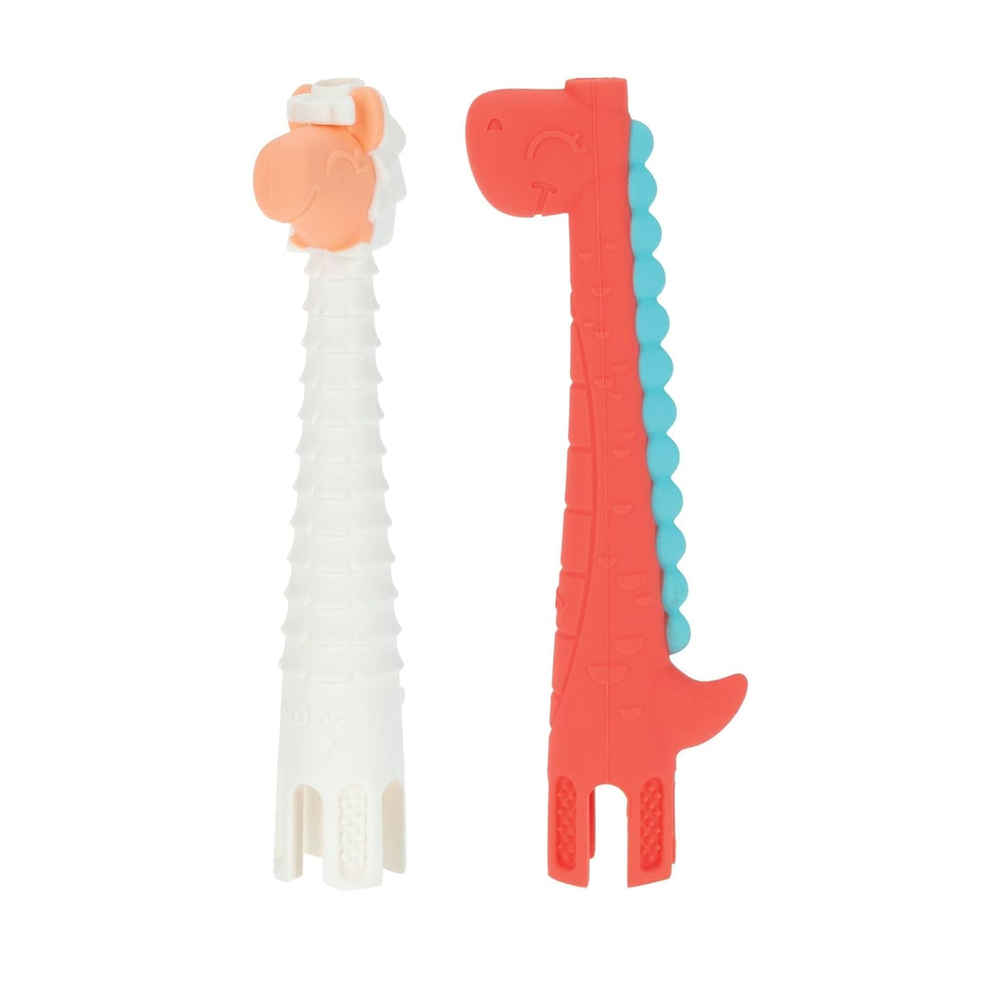 Tube Teether (2-Pack) – Silicone Baby Teething Toys (Llama & Dinosaur, 3+ Months)