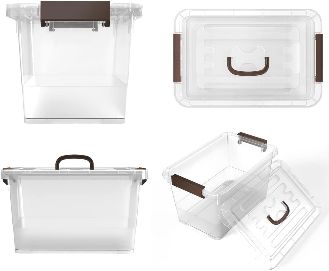 6-Pack Clear 7-Quart Stackable Storage Bins with Lids and Latching Handles