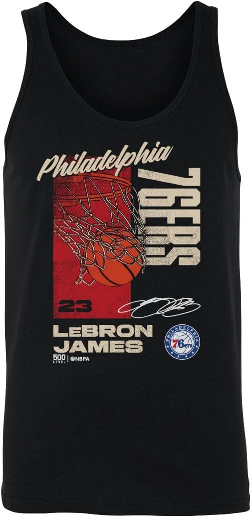 NBA Lebron James Philadelphia 76ers All Net Men's Tank Top, Black, Size Small to XXL