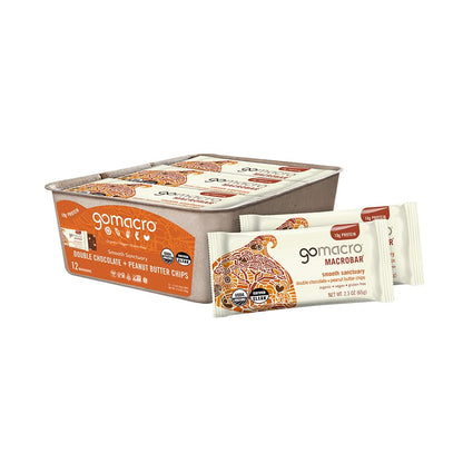 GoMacro MacroBar - 12-Pack Organic Vegan Double Chocolate & Peanut Butter Chips