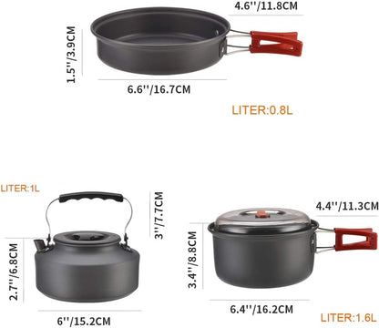Lightweight Camping Cookware Set for Family Hiking and Picnics