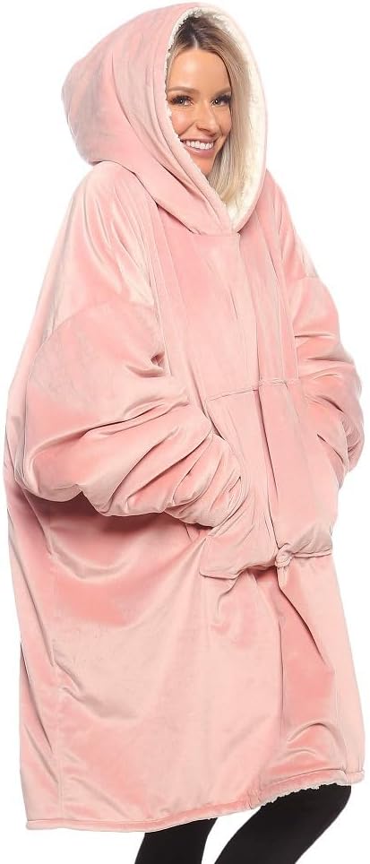 Oversized Microfiber & Sherpa Wearable Blanket One Size Fits All