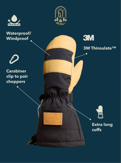 Adult Waterproof Ski Mittens – Insulated Long-Cuff Winter Snow Mitts, Size 5.5–6 Inches