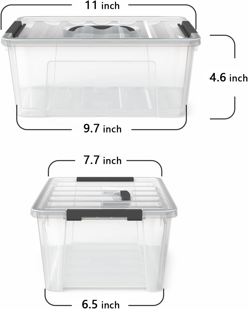 6-Pack Clear Storage Latch Bins - 5-Litre Organizer Boxes with Handles and Lids