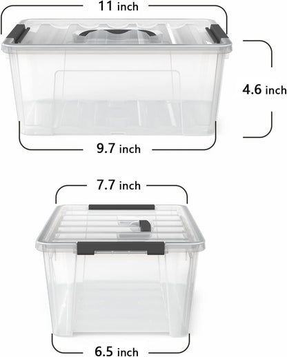 6-Pack Clear Storage Latch Bins - 5-Litre Organizer Boxes with Handles and Lids