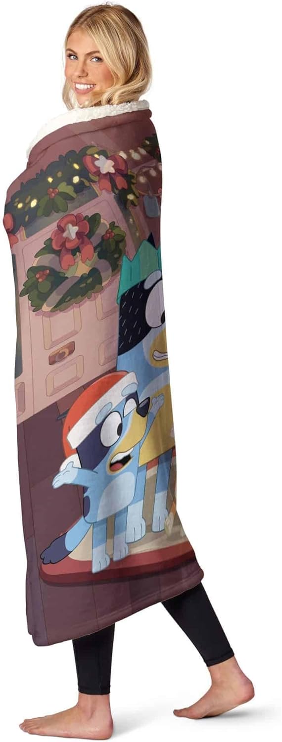 Bluey Silk Touch Sherpa Throw Blanket, Family Christmas, 50" x 60"