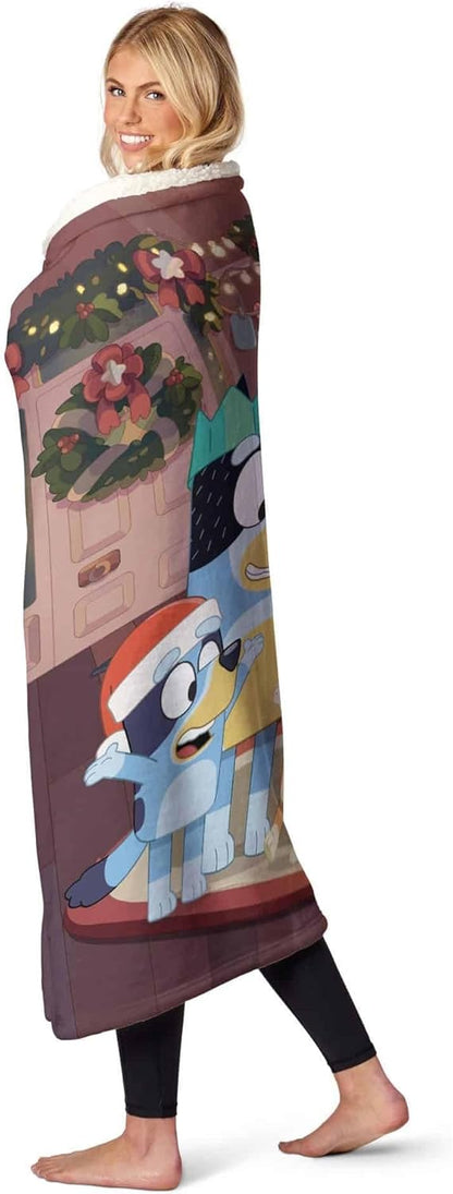 Bluey Silk Touch Sherpa Throw Blanket, Family Christmas, 50" x 60"