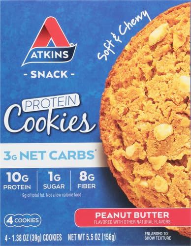Peanut Butter High-Protein Cookies – Keto-Friendly, 3g Net Carbs, 1g Sugar, Low-Carb Snacks (4 Count)