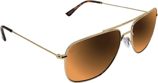 Navigator Amber Gold Polarized Sunglasses – Stainless Steel Unisex Classic Eyewear
