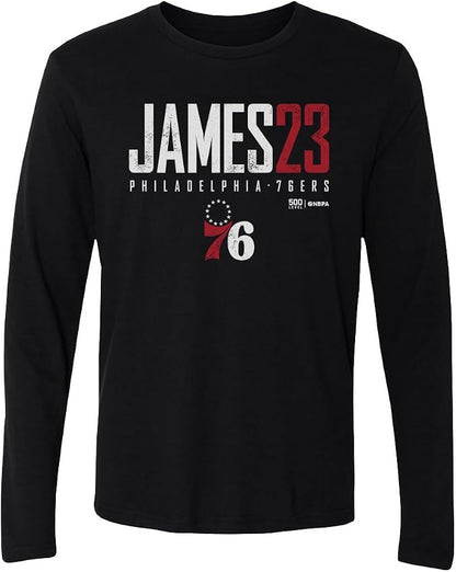 LeBron James Philadelphia 76ers Elite Men's Long Sleeve Shirt – Basketball Fan Tee in Royal Blue, Black & Gray, Sizes S–2XL