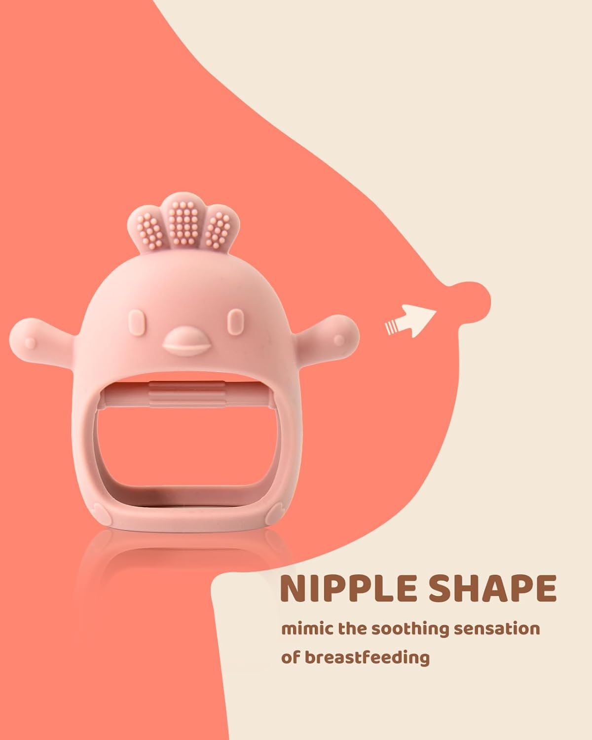 2-Pack Baby Teething Mittens – Pink & Caramel, BPA-Free Silicone Anti-Drop Wrist Teethers (3+ Months)