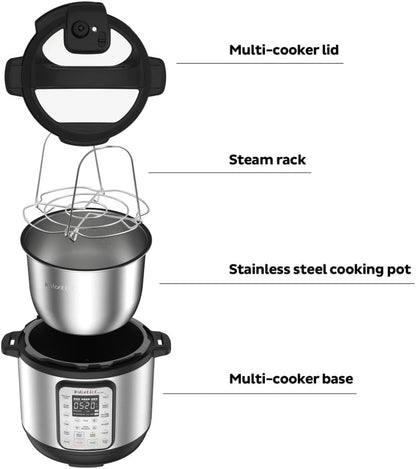 9-in-1 Electric Pressure Cooker Includes App With Over 800 Recipes, Stainless Steel, 6 Quart