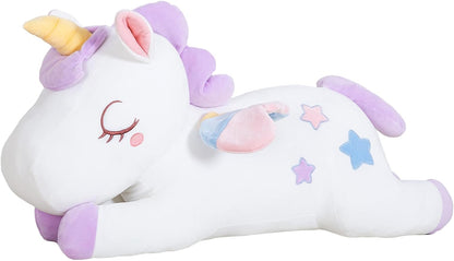 32" Purple Unicorn Plush Toy – Giant Stuffed Animal & Sleeping Pillow for Kids
