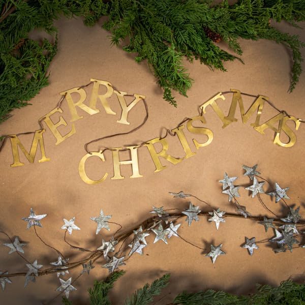 55" Merry Christmas Brass Finish Metal Garland