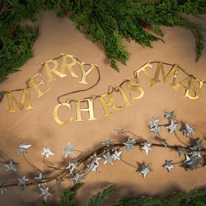 55" Merry Christmas Brass Finish Metal Garland