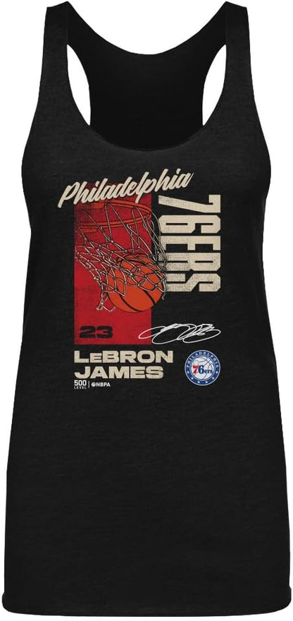 LeBron James Philadelphia 76ers All Net Women's Tank Top – Basketball Fan Sleeveless Shirt in Royal Blue & Black, Sizes S–2XL