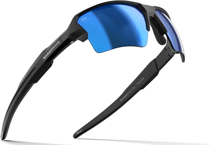 Talon Men's Semi-Rimless Sport Polarized Sunglasses – Black Glacier, Lightweight Athletic Eyewear