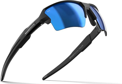 Talon Men's Semi-Rimless Sport Polarized Sunglasses – Black Glacier, Lightweight Athletic Eyewear
