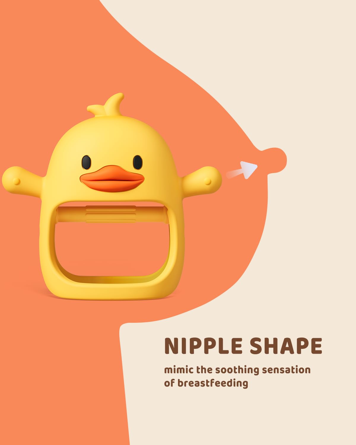 2-Pack Baby Teething Mittens – BPA-Free Silicone Anti-Drop Wrist Teethers (Duckie, 3+ Months)