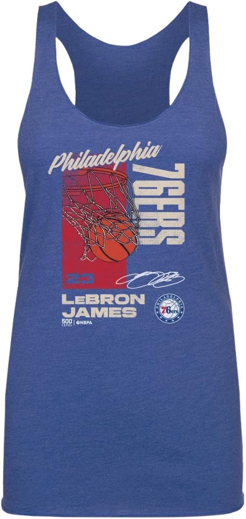 LeBron James Philadelphia 76ers All Net Women's Tank Top – Basketball Fan Sleeveless Shirt in Royal Blue & Black, Sizes S–2XL