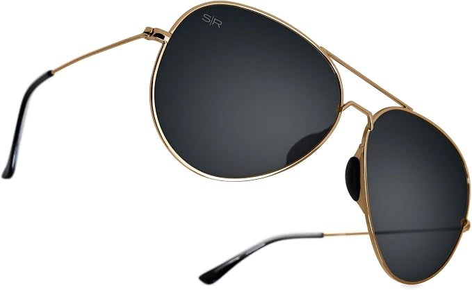 Aviator Tangle-Free Polarized Sunglasses – Women's Black Gold Classic Eyewear