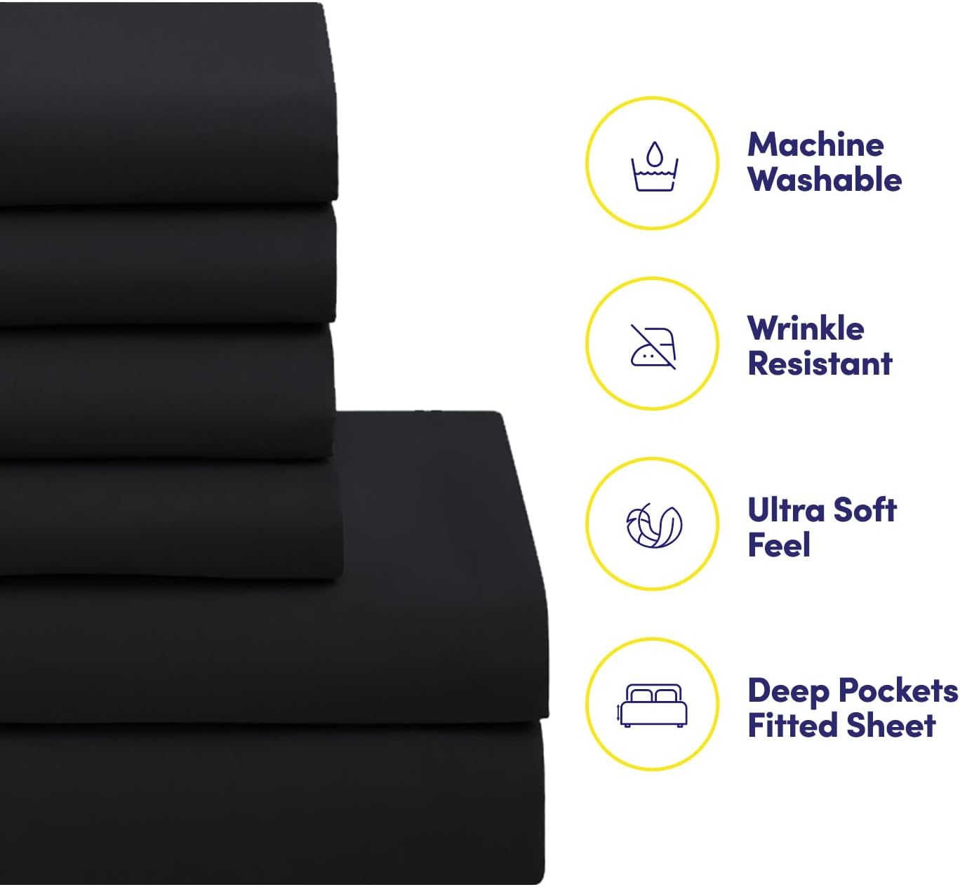 5-Piece Twin Comforter Set – All-Season Down Alternative with Microfiber Sheets (Black)