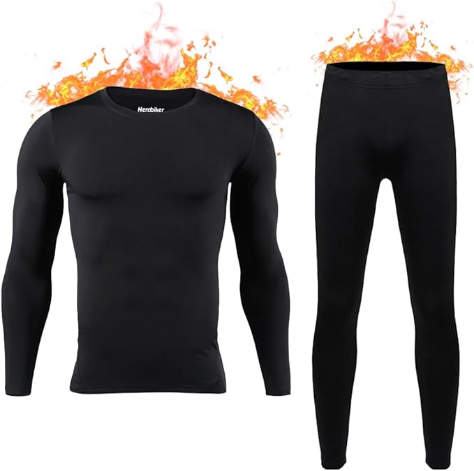 Men’s Thermal Underwear Set – Fleece-Lined Long Johns for Skiing & Winter Hunting