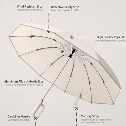 Ring Buckle Umbrella – Reflective Safety Strip, Sturdy Windproof, Reverse Automatic