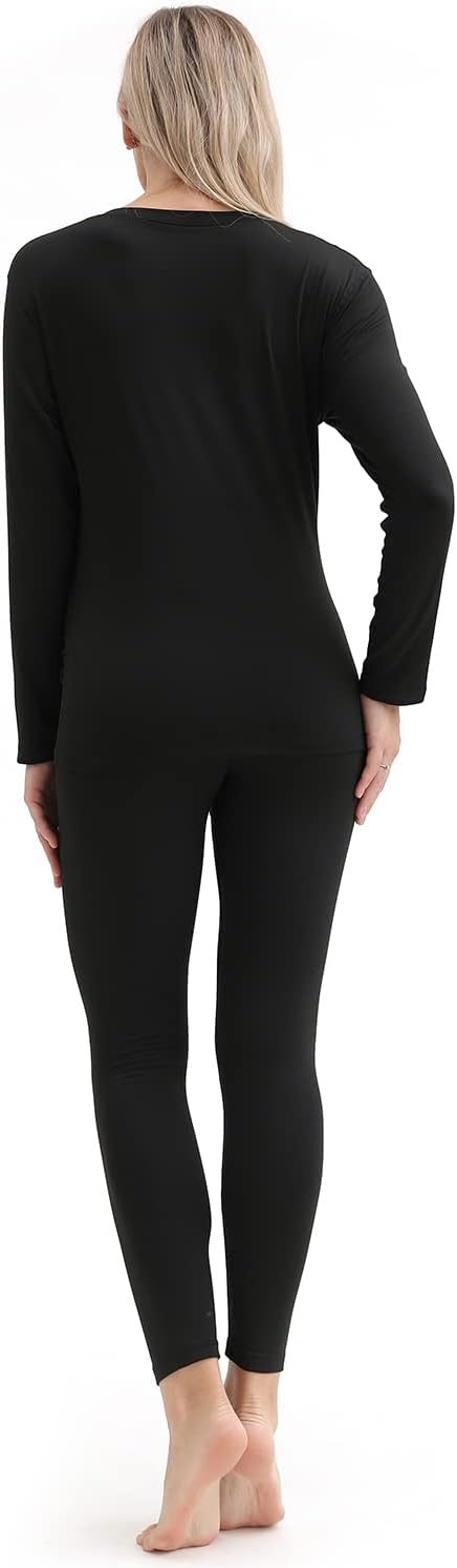 PISIQI Women’s Thermal Underwear Set – Ultra-Soft Long Johns Winter Base Layer, Large