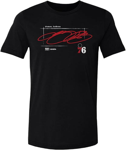 LeBron James Philadelphia 76ers Signature Men's T-Shirt – Cotton Basketball Fan Tee in Royal Blue & Black, Sizes S–4XL