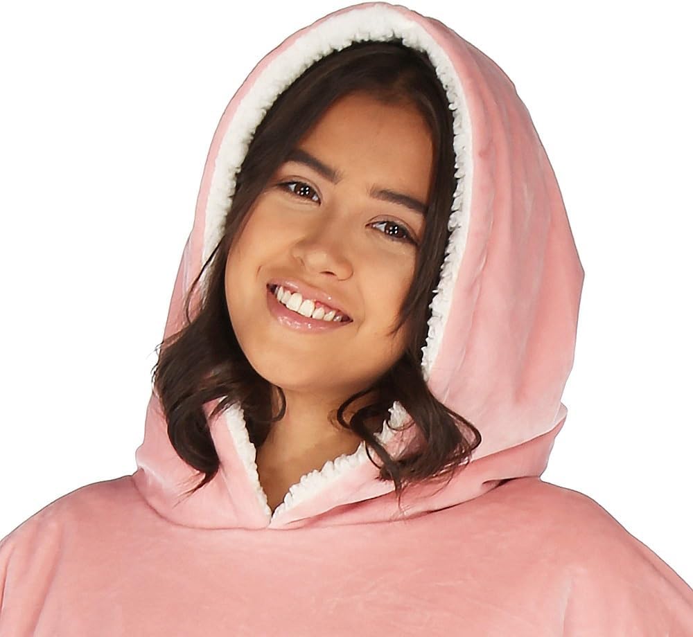 Oversized Microfiber & Sherpa Wearable Blanket One Size Fits All