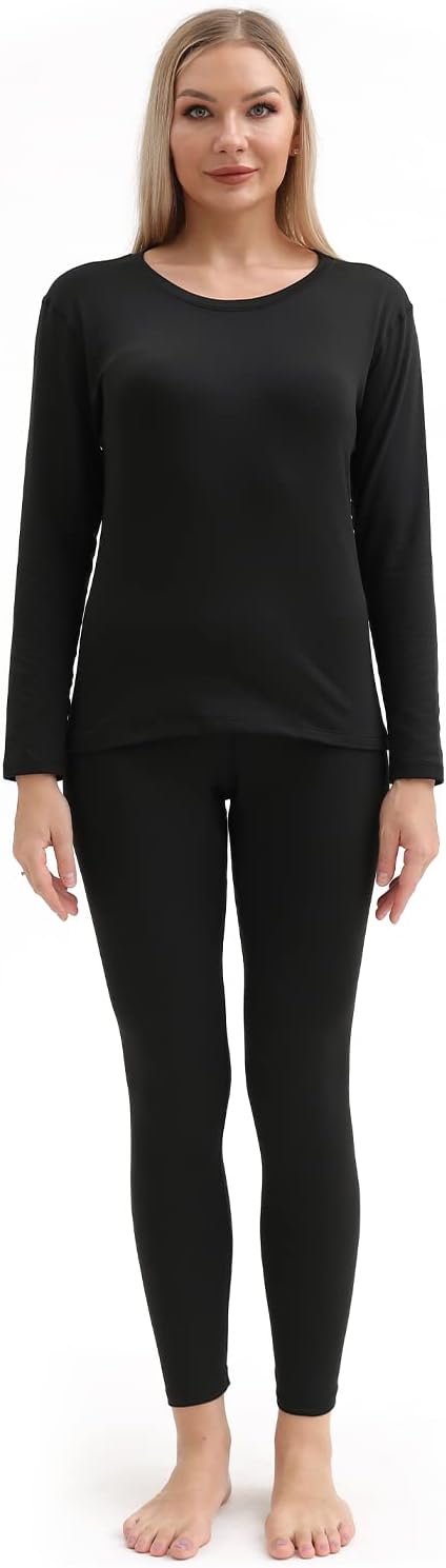 PISIQI Women’s Thermal Underwear Set – Ultra-Soft Long Johns Winter Base Layer, Large