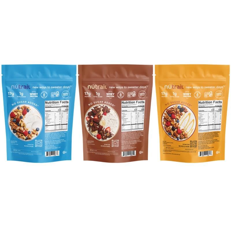 NuTrail Nut Granola Cereal Variety Pack – 17g Protein, Keto, Low Carb, Gluten Free, 8 oz (3 Count)