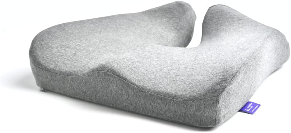 Pressure Relief Seat Cushion – Extra-Dense Memory Foam for Hip & Tailbone Support (Light Grey)