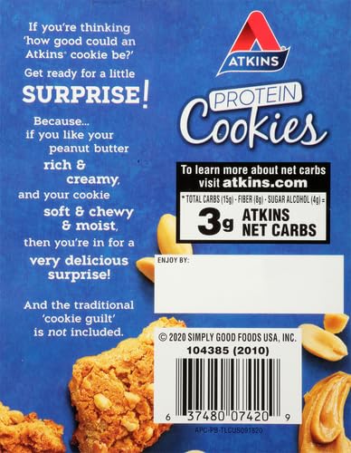 Peanut Butter High-Protein Cookies – Keto-Friendly, 3g Net Carbs, 1g Sugar, Low-Carb Snacks (4 Count)