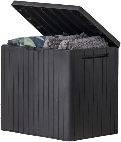30-Gallon Resin Outdoor Storage Box and Patio Furniture Side Table