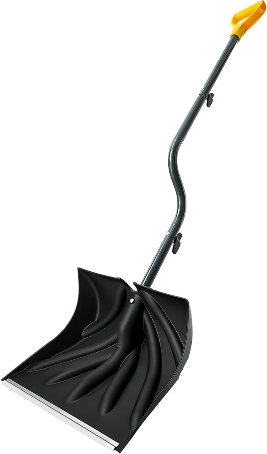 17-Inch Wide Snow Shovel 57” Long with Bent Handle Aluminum Edge Sharp Blade